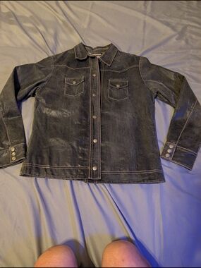 Ruff Hewn Black Suede Jacket with Contrast Stitching
